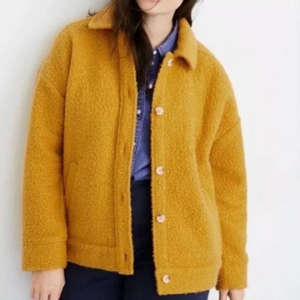 Madewell Mustard Teddy Button-Up Jacket